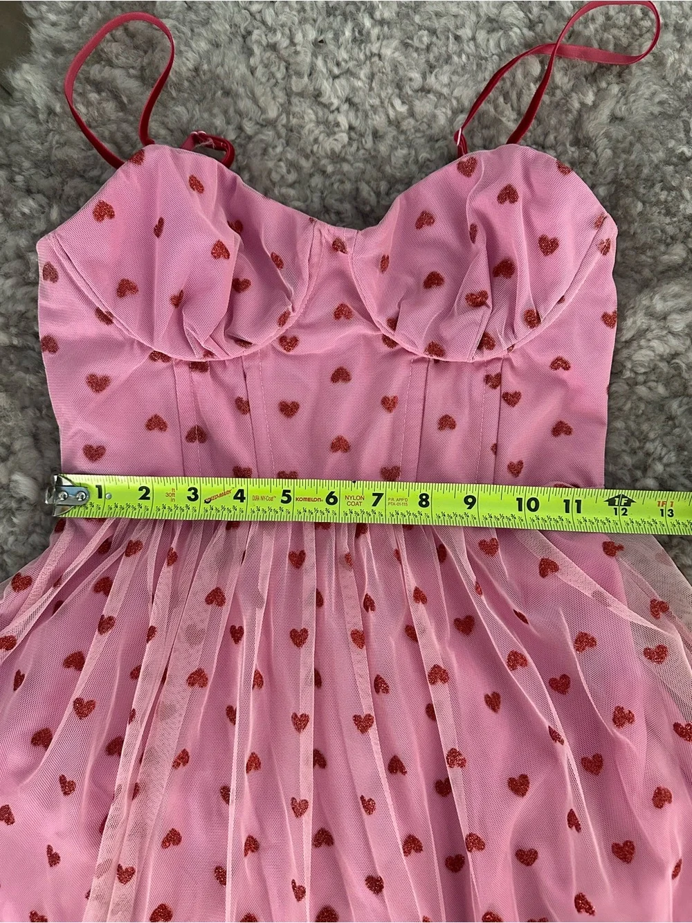 Betsey Johnson Pink Midi Dress with Red Heart Print - Picture 12 of 13